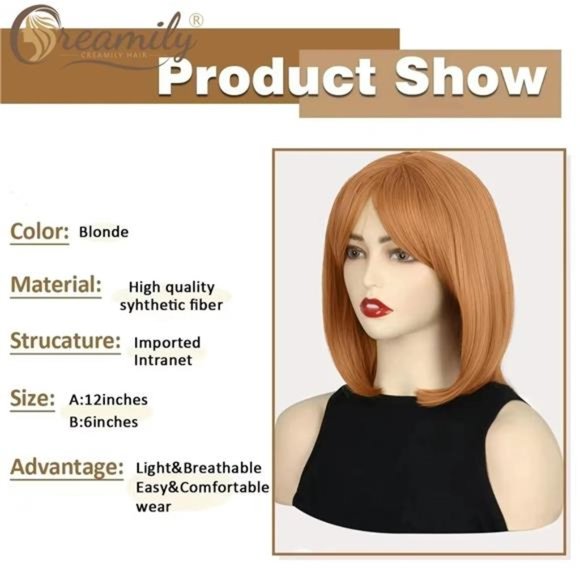 Bob Wigs for Women with Bangs Halloween Costume NWT main image 8